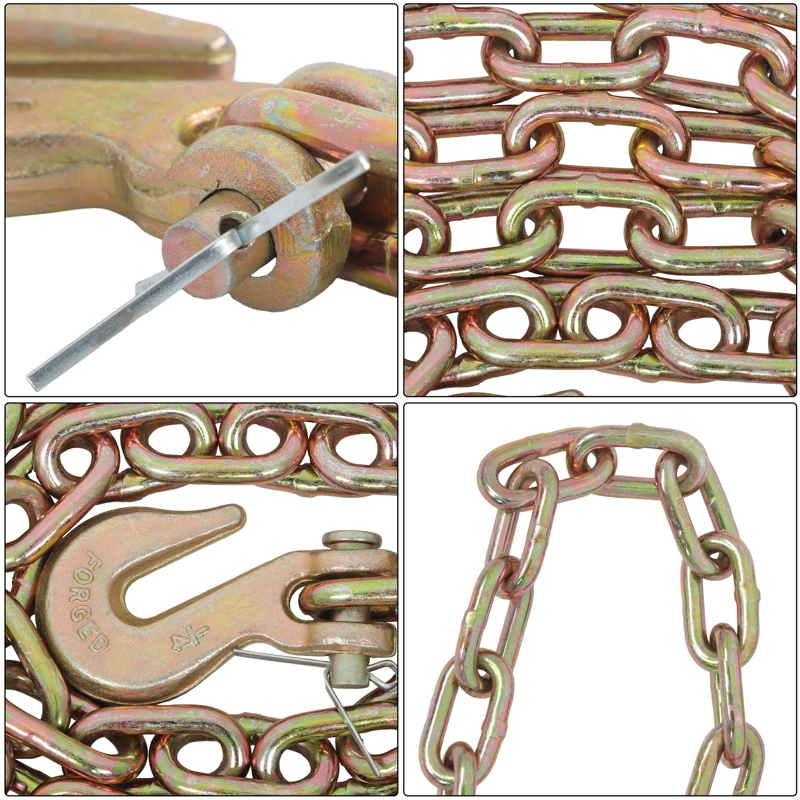 1/4''×12' G70 Tow Chain J-Hooks V-Chain Flatbed Truck Rollback Wrecker Carrier