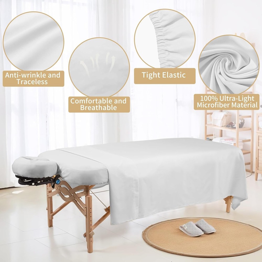 4 Sets Premium Microfiber Massage Table Sheets Set 3 Piece Set Includes