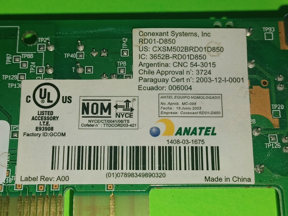 Conexant RD01-D850 PCI Data/Fax Modem