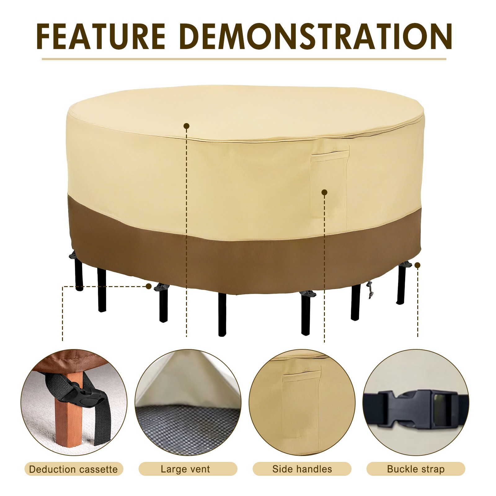 Outdoor Patio Round Furniture Cover Waterproof Windproof Table Chair Set Covers