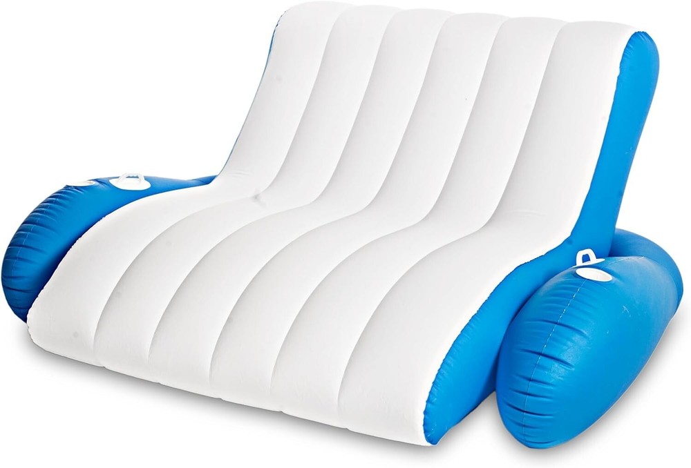 Zone Tech Inflatable Recliner Pool Float Dry Duo Float Pool Lounger for 1 or 2