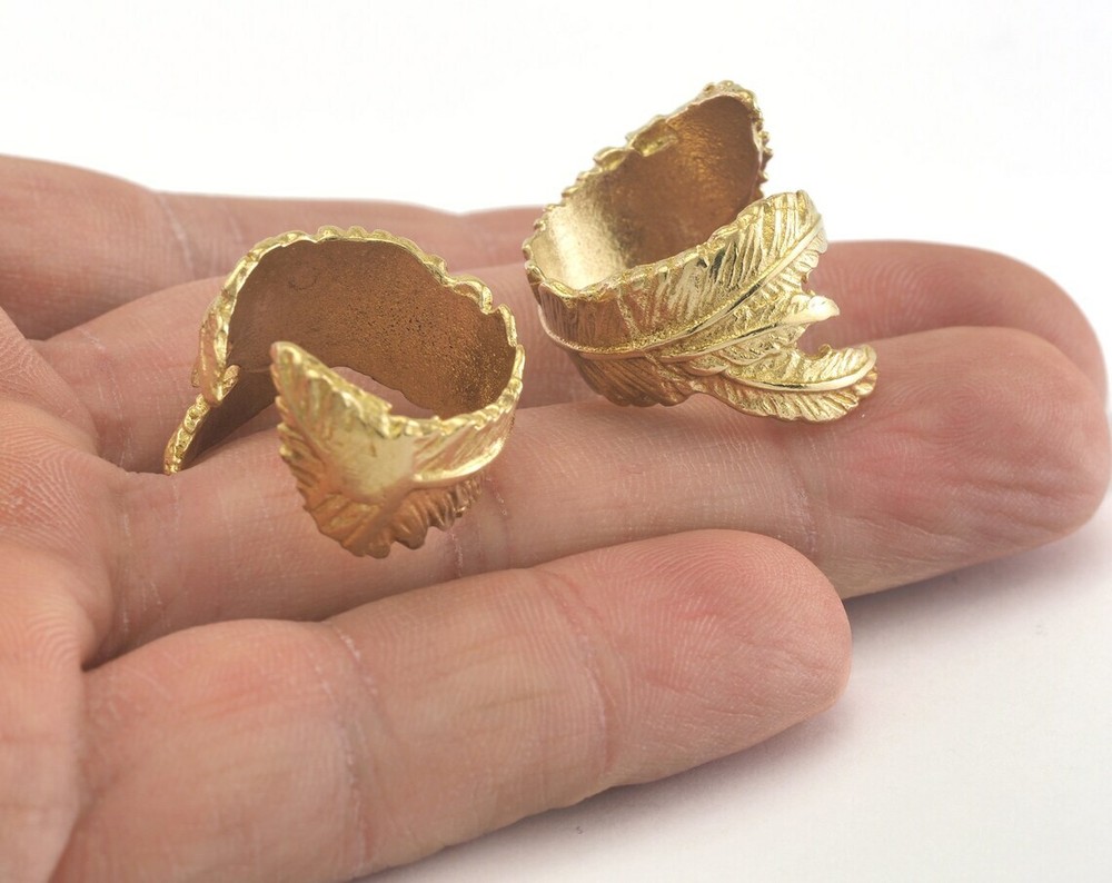 Leaf Ring Adjustable Raw Brass (16mm 5US inner size) 2306