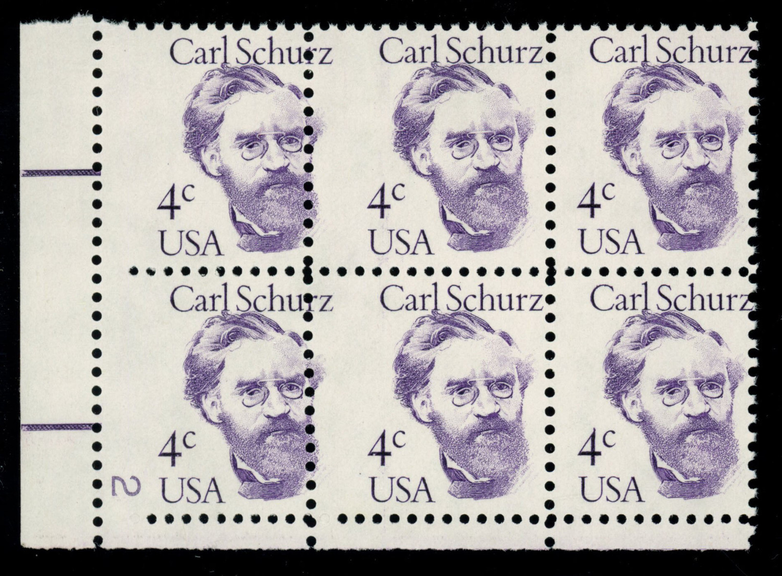 USA Scott #1847, Plate# Block of 6, Vertical Perf Shift, Plate# Capture  (56435)