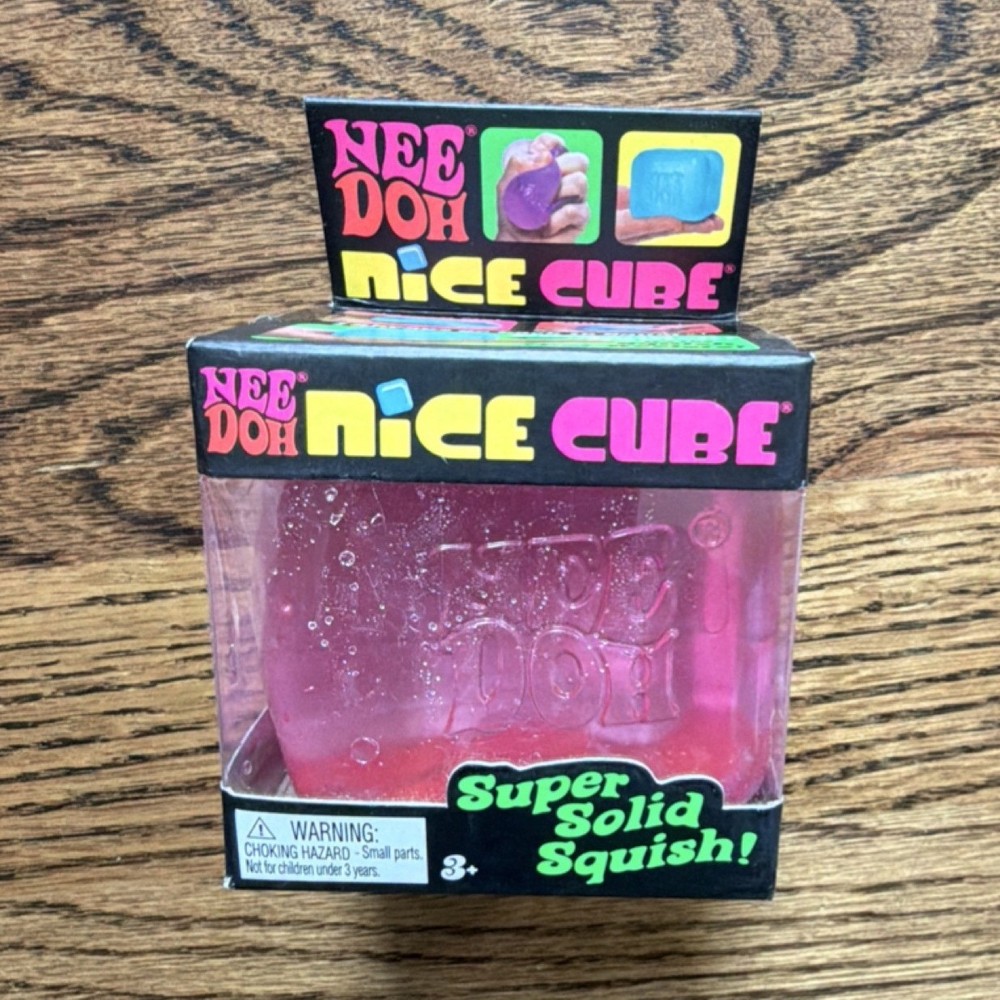 Nee Doh Nice Cube Super Solid Squish Pink Tactile Squeeze Toy 2023