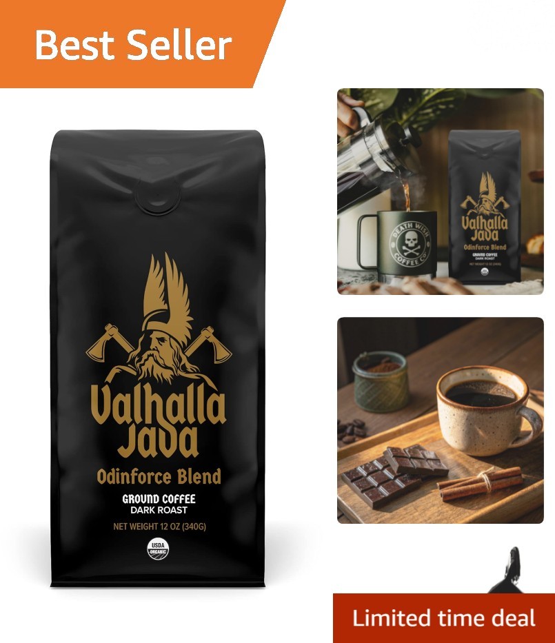 USDA Organic Valhalla Java Coffee - 12 Oz Dark Roast with Rich Flavor Profile