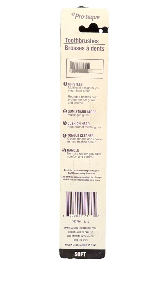 Pro-teque Toothbrushes - Value Pack-Medium, 2 Count, With Interdental Bristles