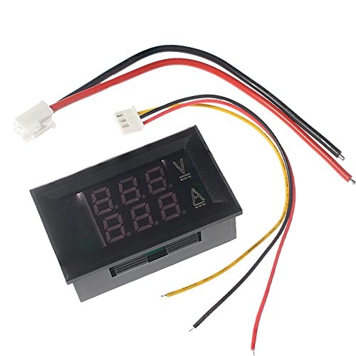 LED Digital Voltmeter Ammeter, Mini DC Digital Multimeter 100V 10A, Blue Red