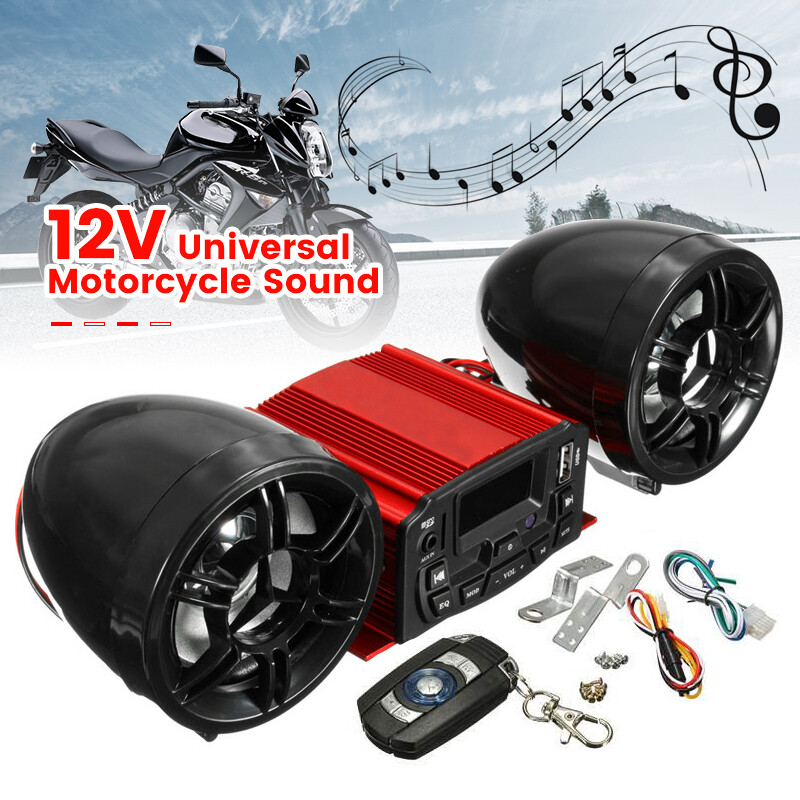 Motorcycle Audio Speaker Kits Bluetooth 4 Wheeler Stereo ATV AUX System FM Radio