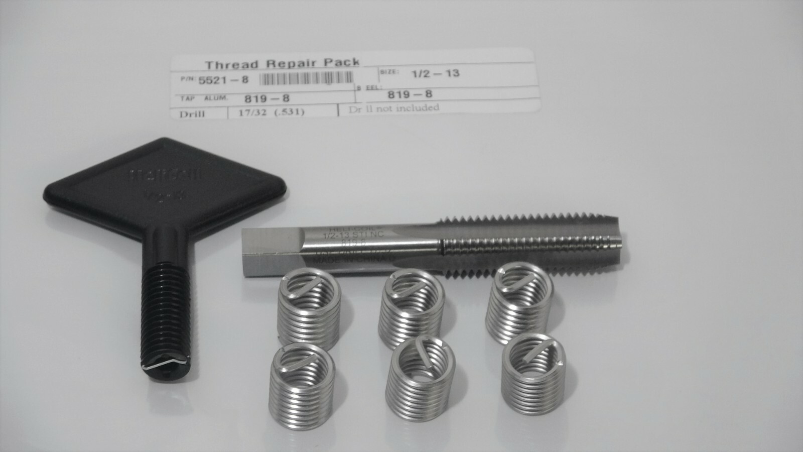 Thread Repair Kit 1/2-13 UNC SAE With 6 Inserts 5521-8 On SALE 21.95