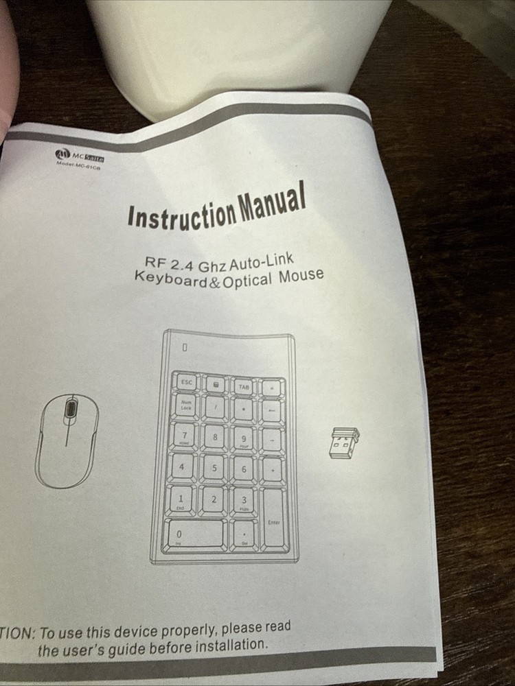 Wireless Numeric Keypad & Mouse Combo – McSaite MC-61CB – 2-in-1 USB – 10m Range