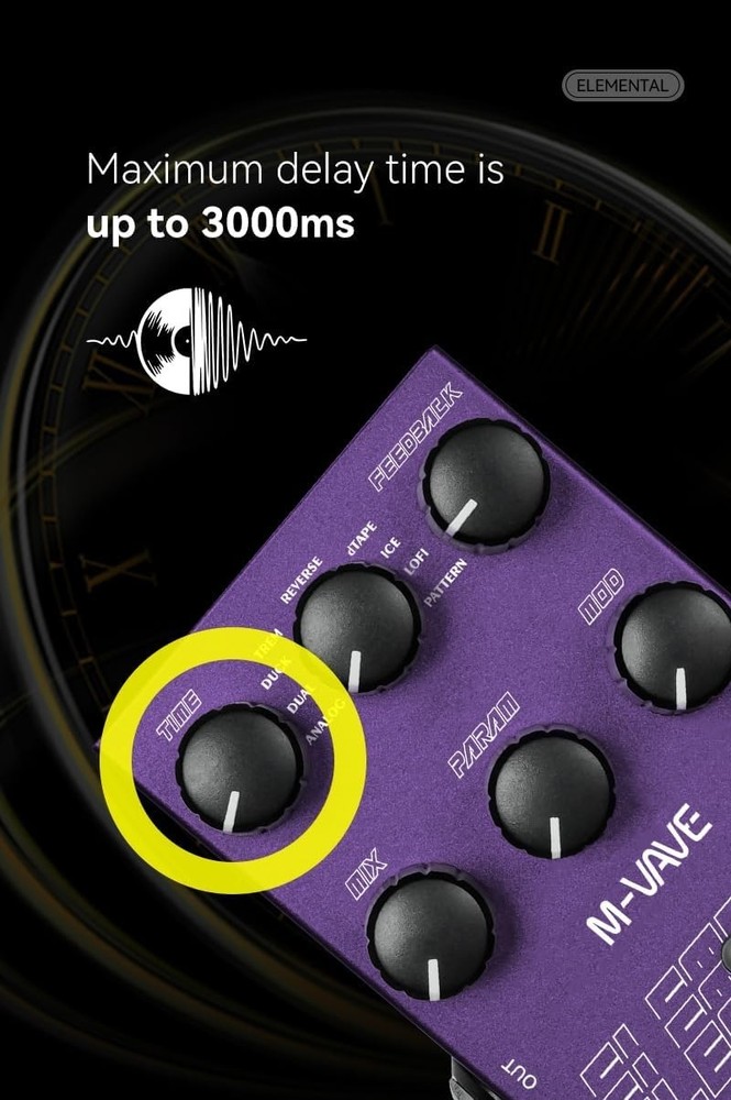 M-Vave Elemental Digital Delay Pedal 9 Different Delay Guitar Effects Digital De