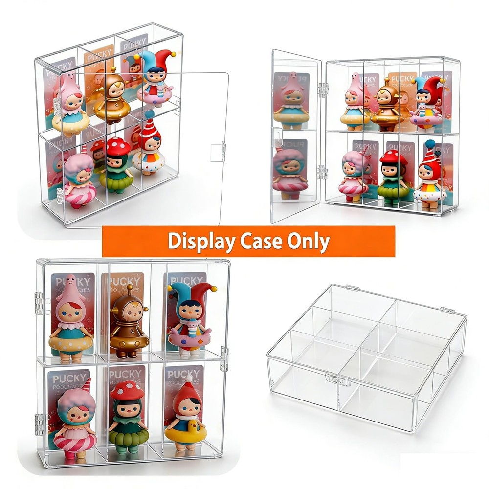 6 Compartment Acrylic Display Case for Collectibles -Stackable Display Box wi...