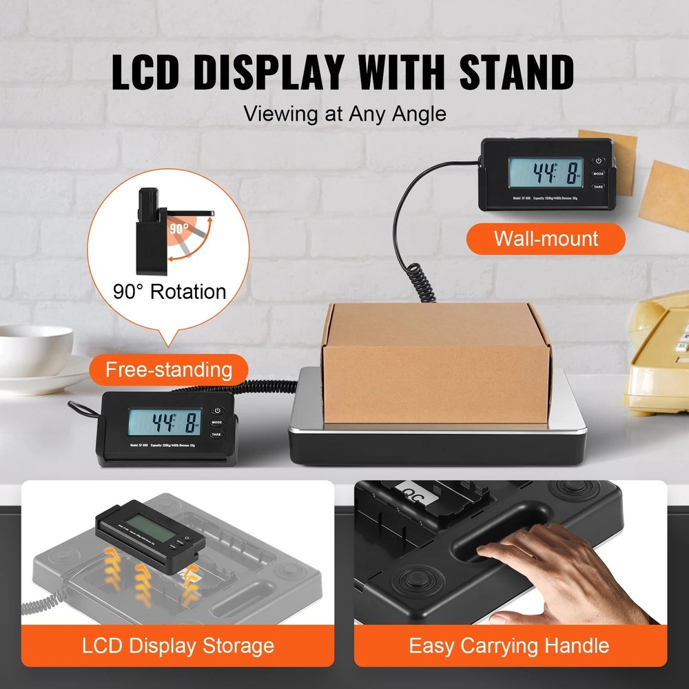 Digital Shipping Scale 440lb Timer & HD LCD Display