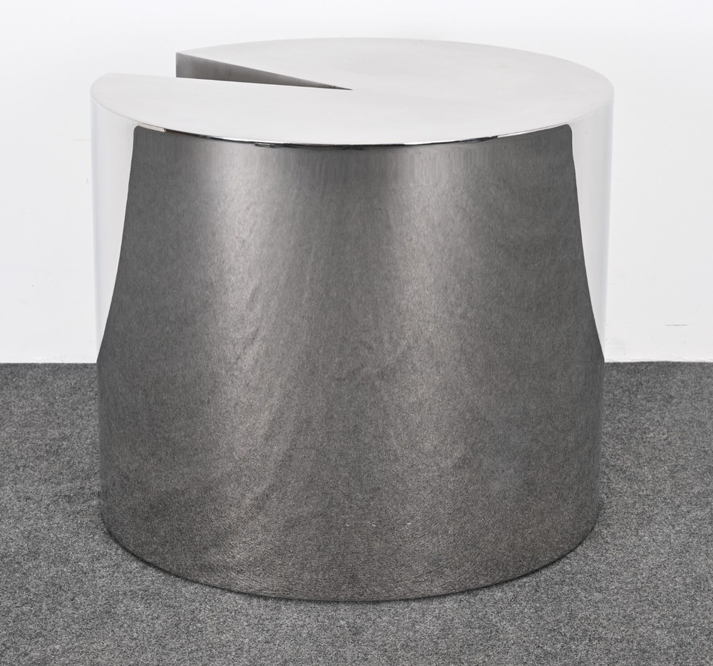 Leon Rosen Pace Style Solid Stainless Steel Side Table, 1980s