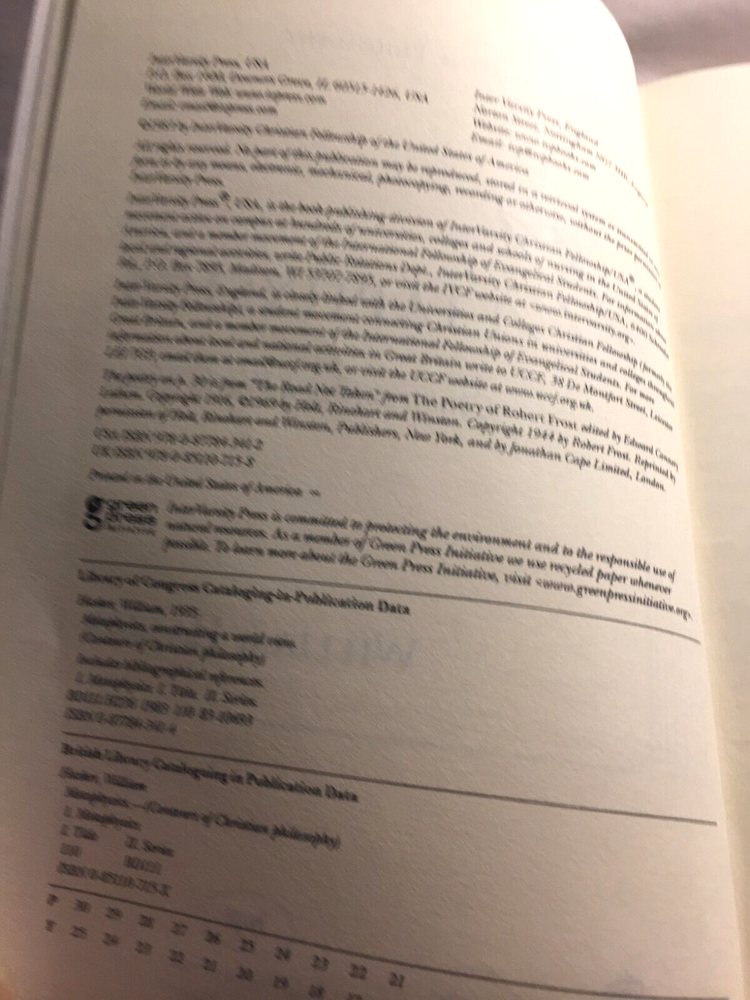 Metaphysics: Constructing a World View by William Hasker