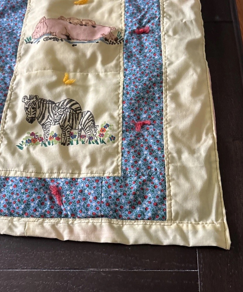 Handmade Quilt/Throw/Lap Blanket Animals Patchwork Squares, 48”X 36”.