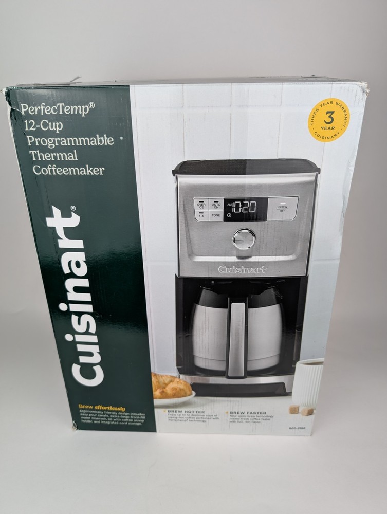 Cuisinart 12 Cup Programmable Thermal Coffeemaker Black/Silver DCC-3700