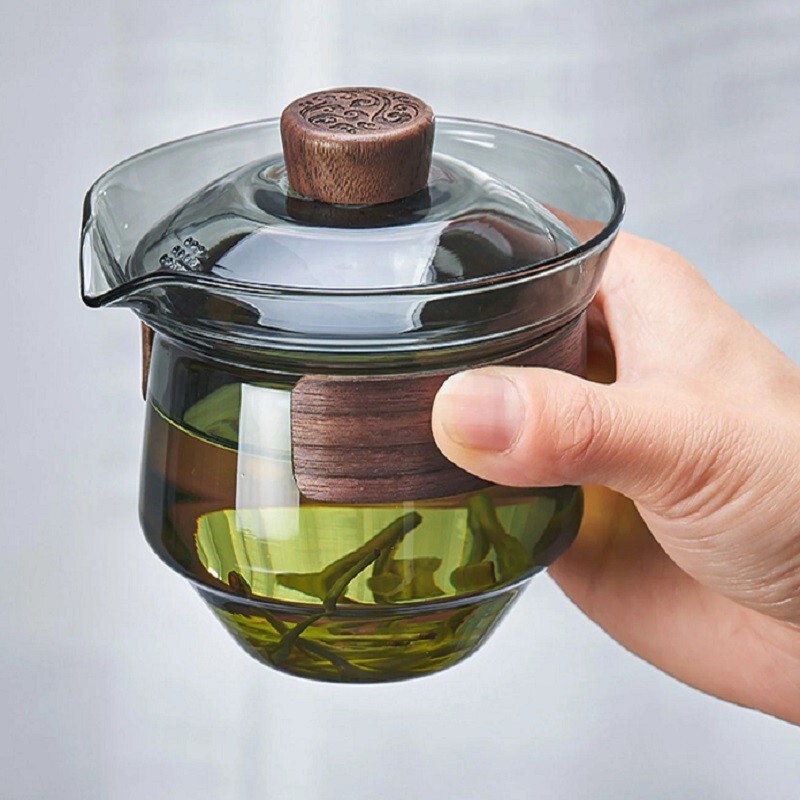 240ml Glass Tureen Transparent Thickening Heat Resistant Teapot Gaiwan Tea Cup