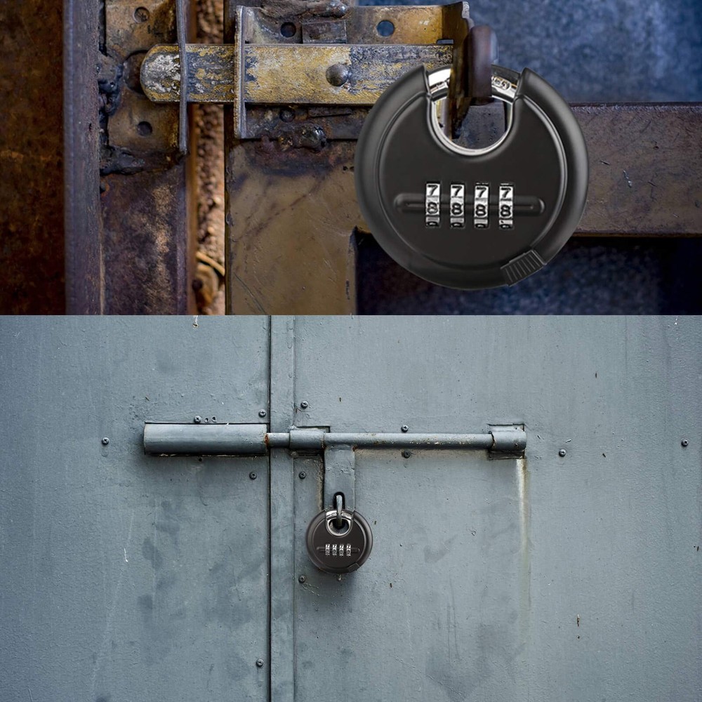 DAYGOS Combination Disc Padlocks for Outdoor - Heavy Duty 4 Digit Code Lock, ...