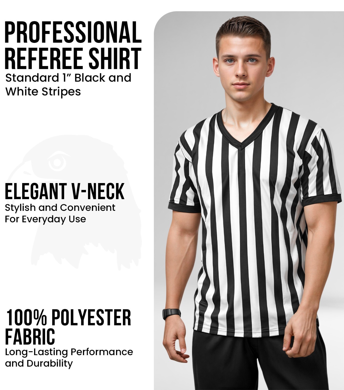 Exxact Sports Referee Shirt Men, Athletic Fit Basketball Referee Shirt for Sport
