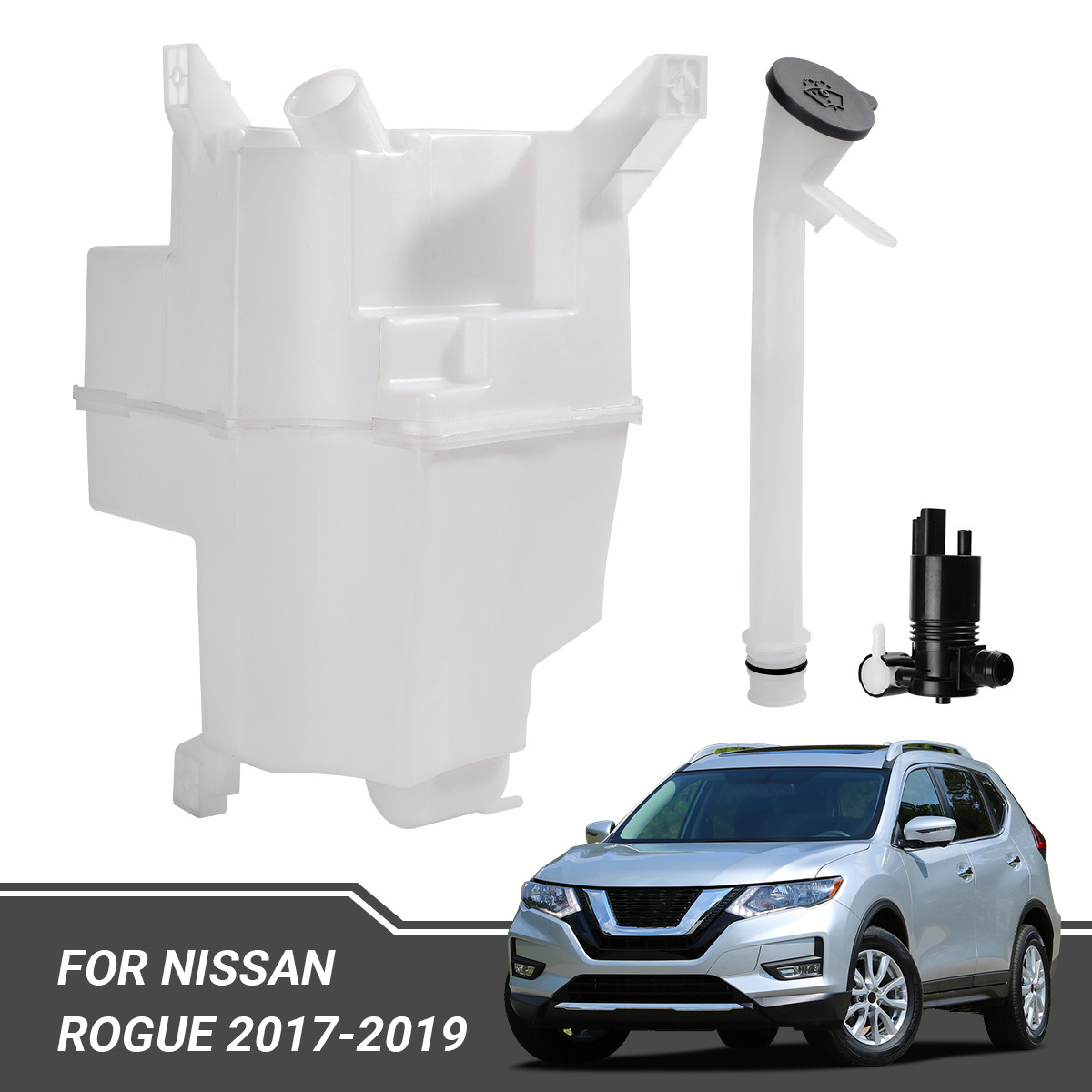 Fits Nissan Rogue 2017 2018 2019 Washer Reservoir Windshield Tank W/ Pump US