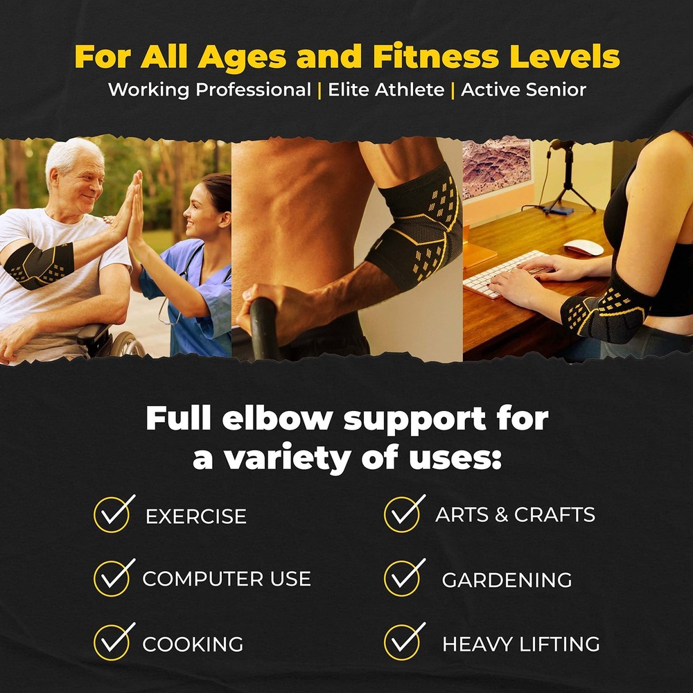CopperJoint Elbow Compression Sleeve, Single (M) Copper Infused Design Elbows...