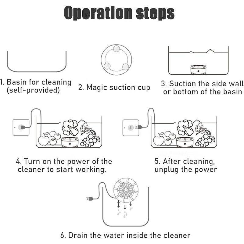 Portable Fruit Vegetable Washer Rechargeable Cyclone Cleaning Automatic Machine