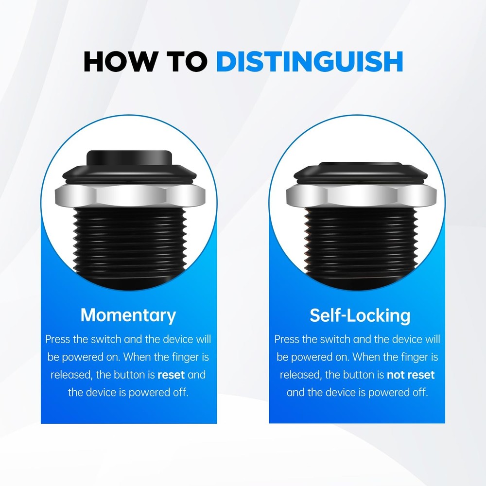 Tmyjfjingxi 4PCS 12V ON/Off Latching Push Button push button switch