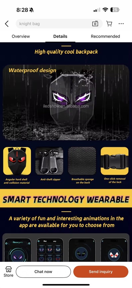 LED programmable hard case backpack
