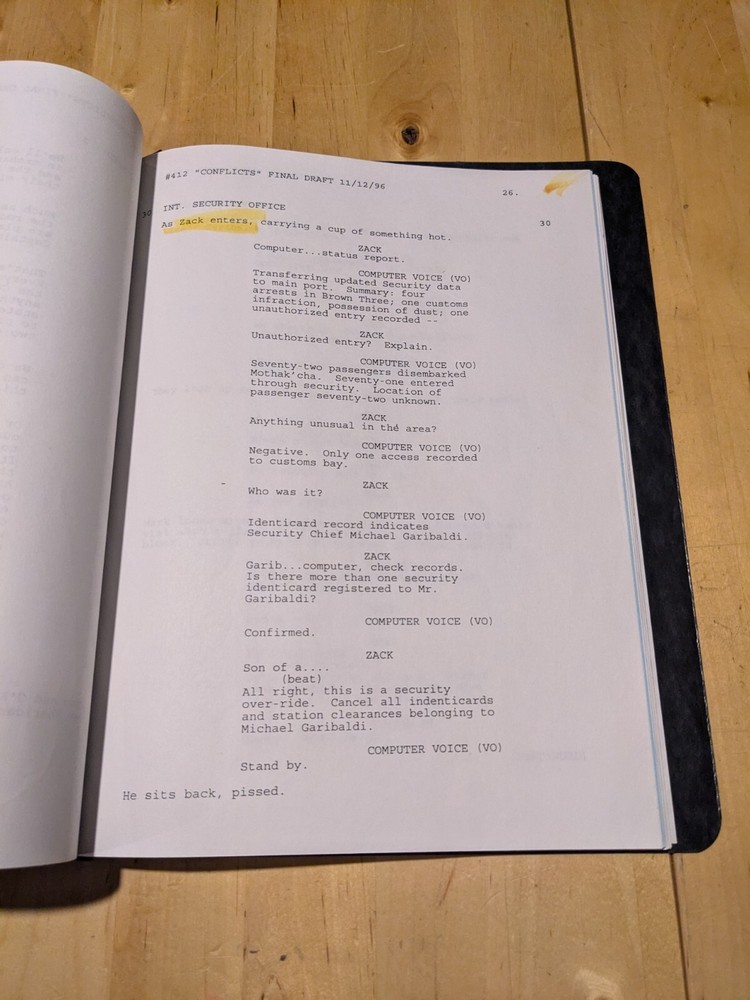 Babylon 5 Original Production Script ~ Conflicts of Interest
