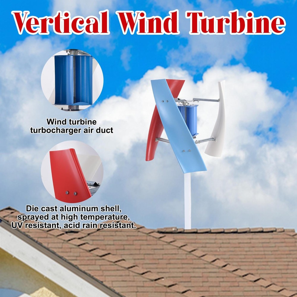 3000W Vertical Axis Wind Turbine Generator with Controller Kit Max 12V/24V