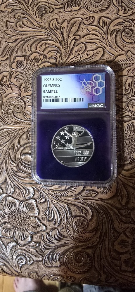 1992-S Olympic Proof Half Dollar   Trader Bea Purple core Sample
