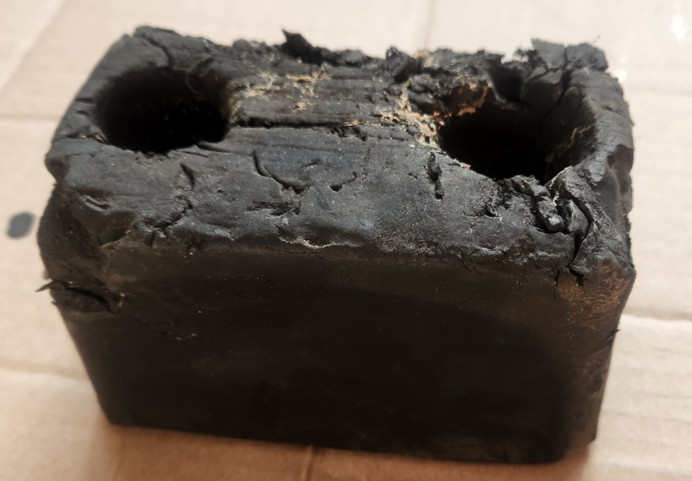 Dock Bumper 6"x3-1/2"x 3-1/2" Solid Rubber, 1-1/2" Access Hole, Angle