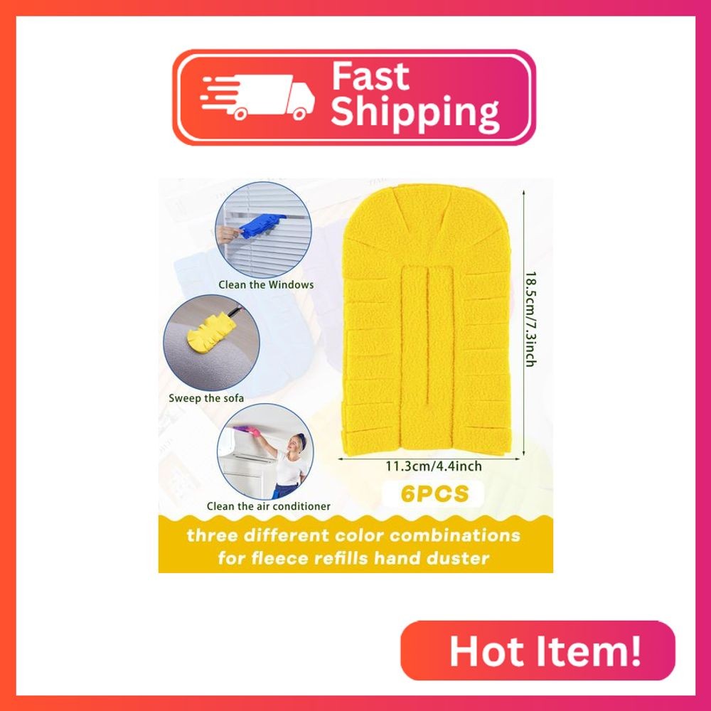 Zubebe 6 Pcs Duster Refill Reusable Fleece Duster Refills Feather Flat Dusters M