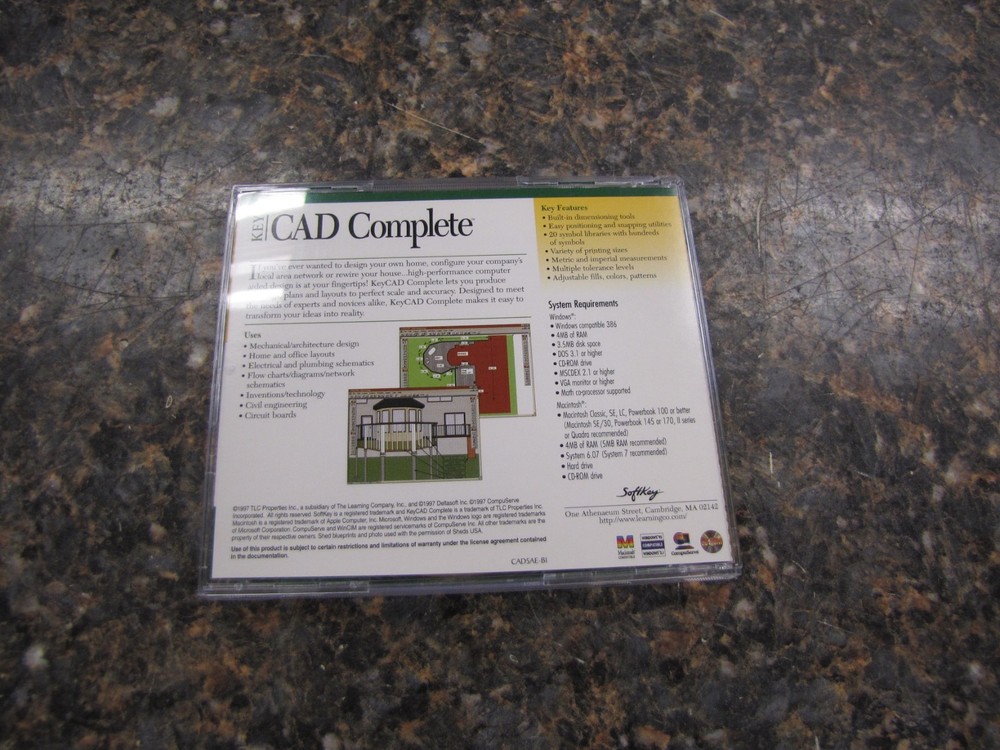 Vintage Key CAD Complete CD-Rom Software by Softkey for Windows 386