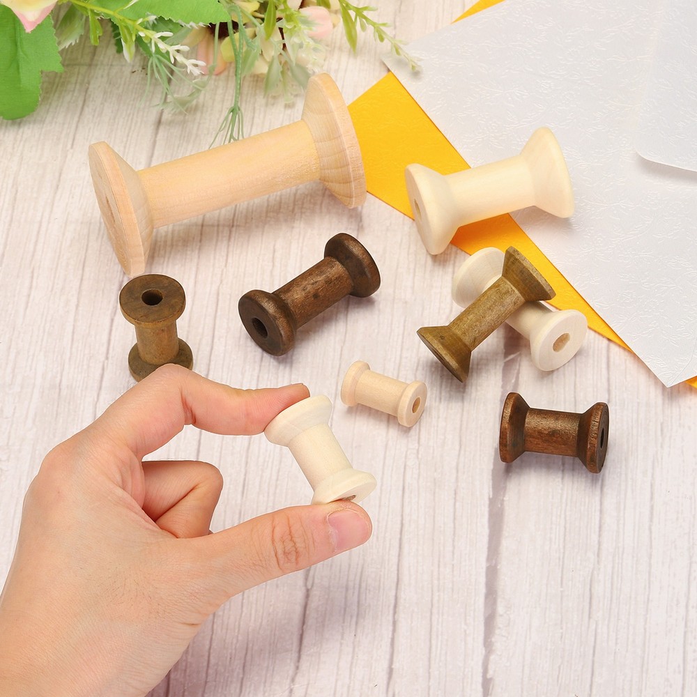 10Pcs Wooden Empty Spools 2" x 1.4" Sewing Thread Spool Brown
