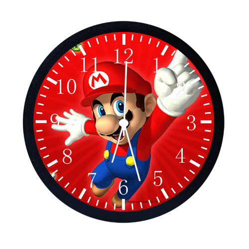 Super Mario Black Frame Wall Clock W8