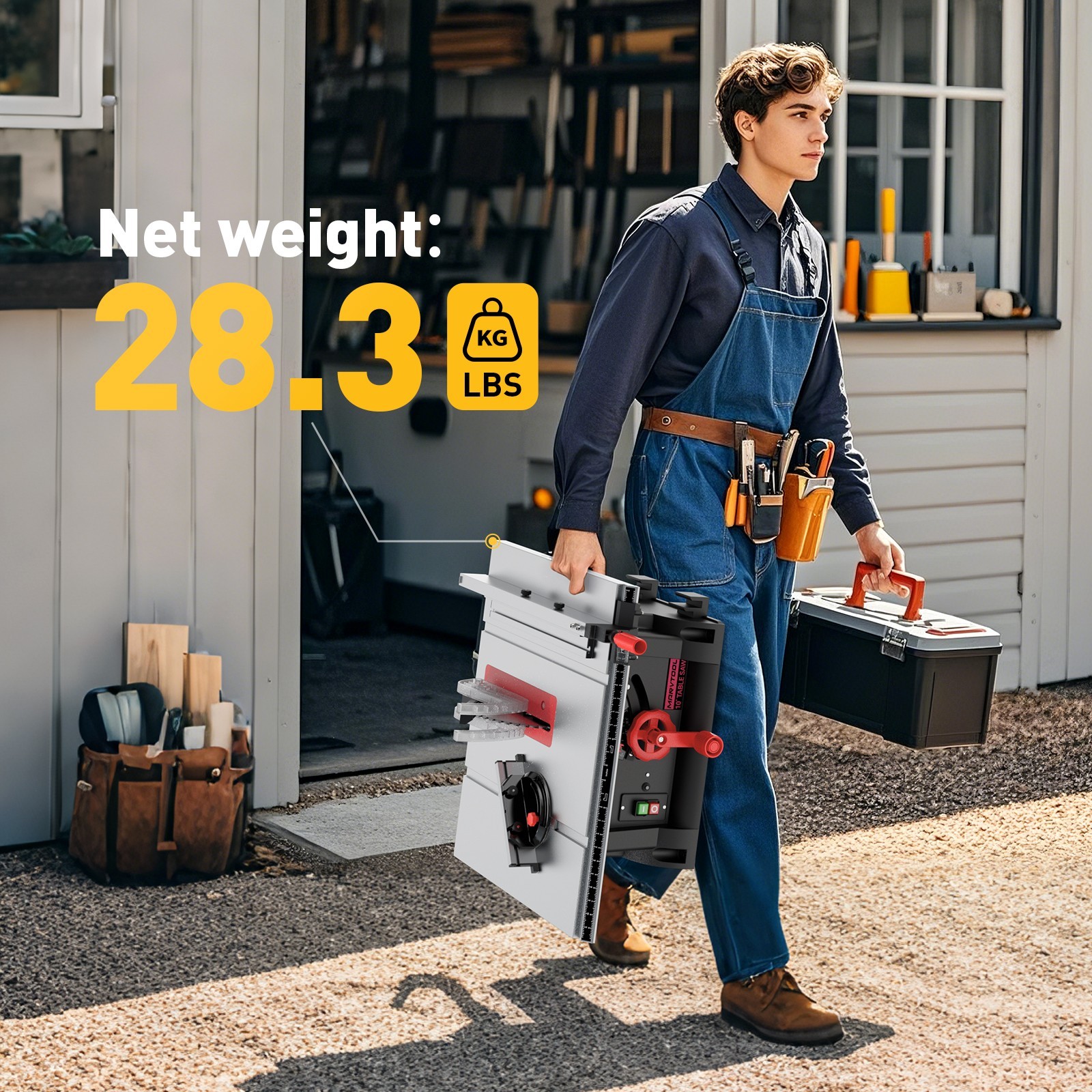 MarvTool 10 inch 15Amp Table Saw 45&90 Degree Cutting Range Lightweight Portable