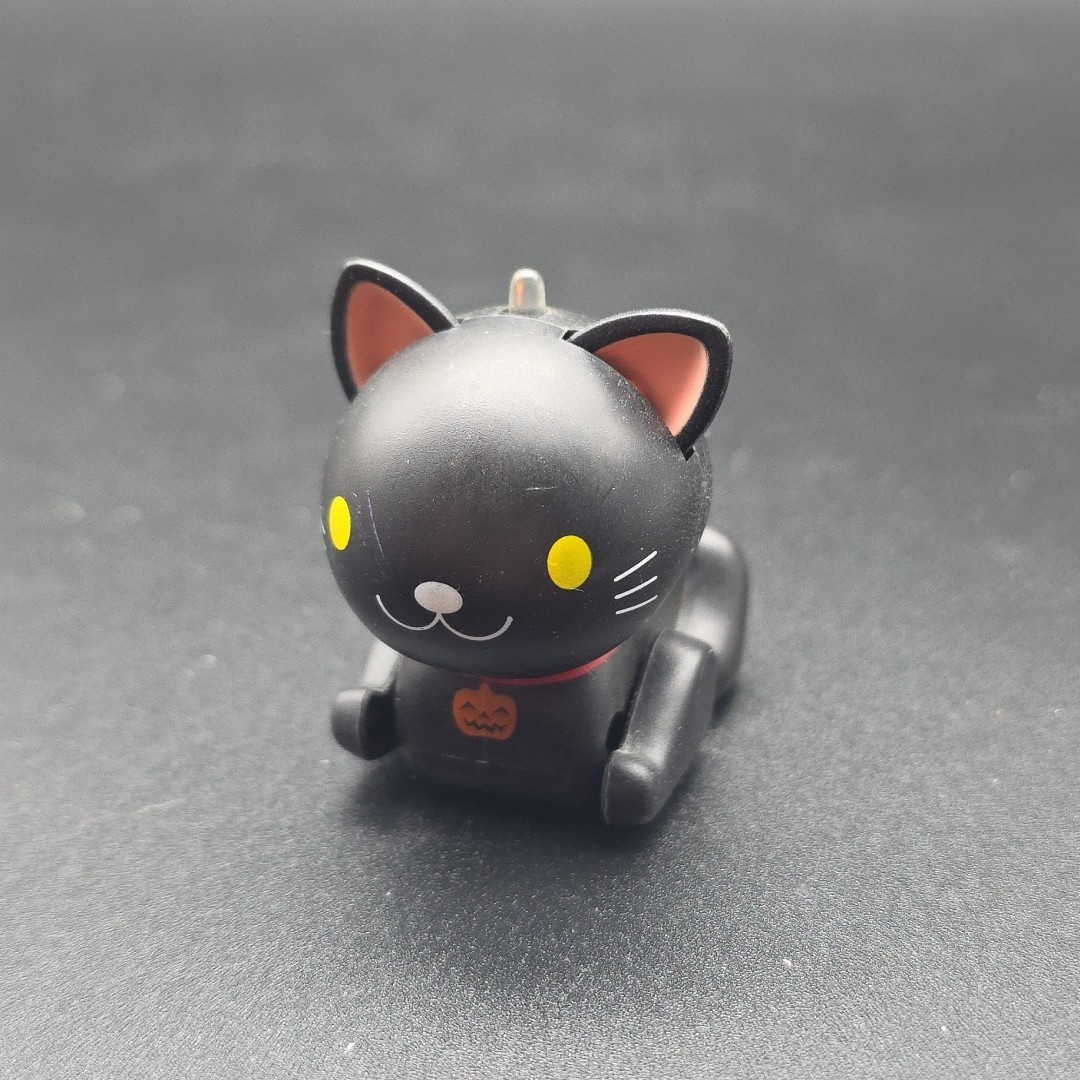 Vintage Tomy MICROPETS Halloween Cat Pet Robot Kitty Black Cat Pumpkin Tail