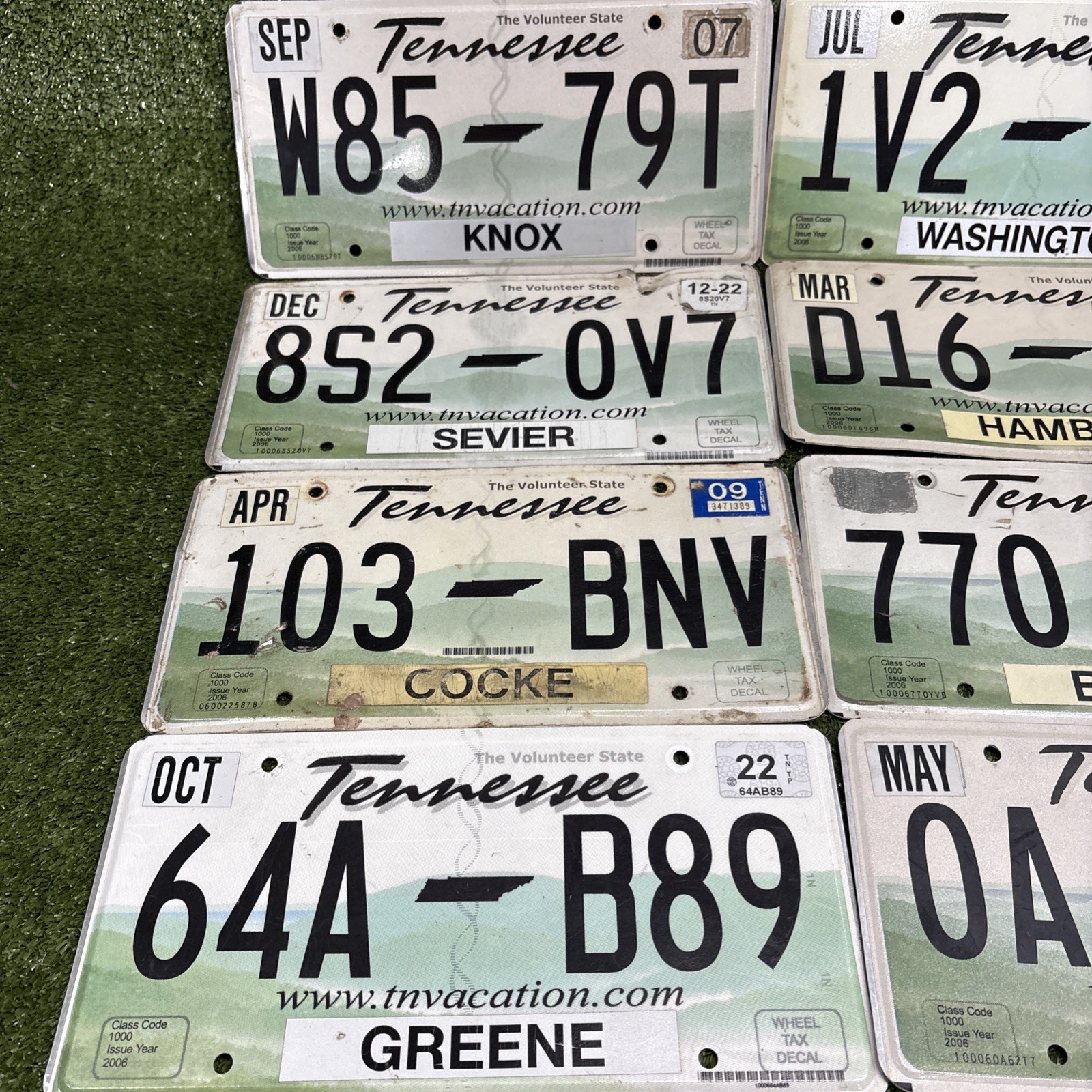 Lot Of 12 Tennessee TN Vacation 2006 License Plates Vintage! Man Cave, Crafts