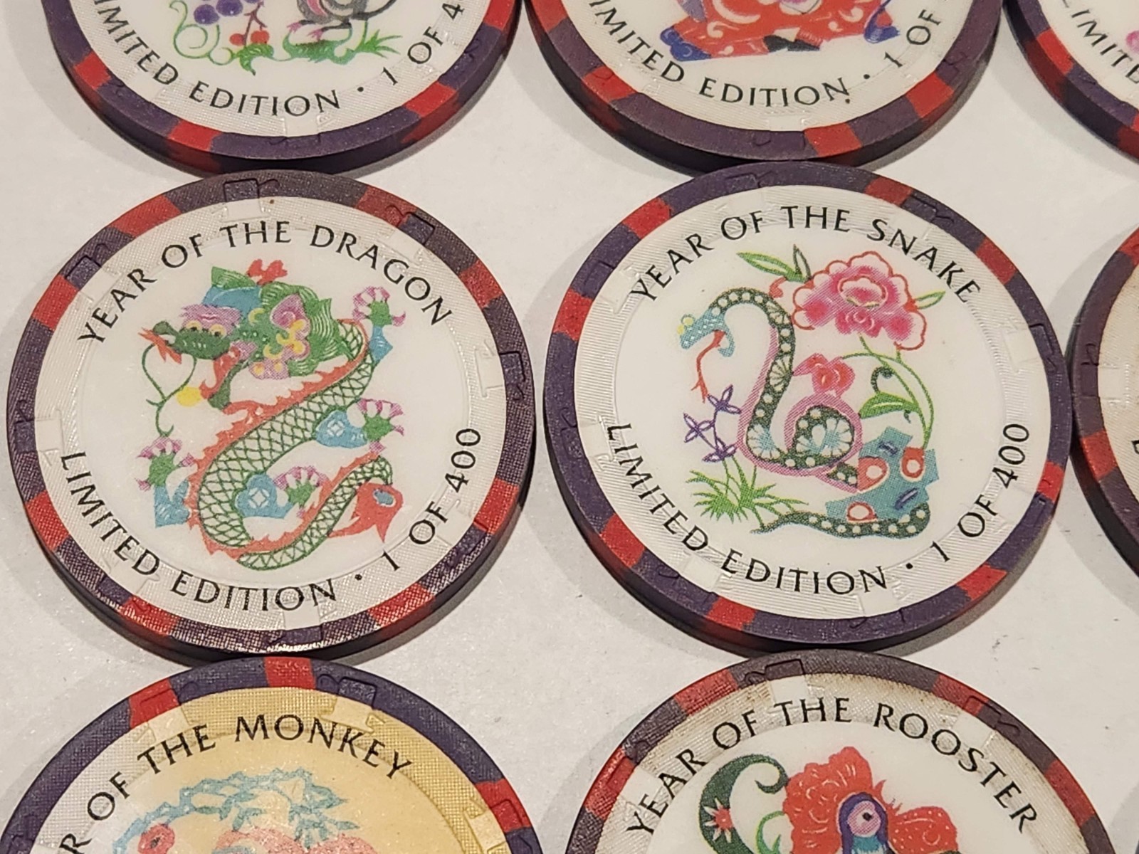 $25 CRYSTAL PARK CASINO Chips - 1996 ZODIAC - RARE! H&C MOLD - FULL SET