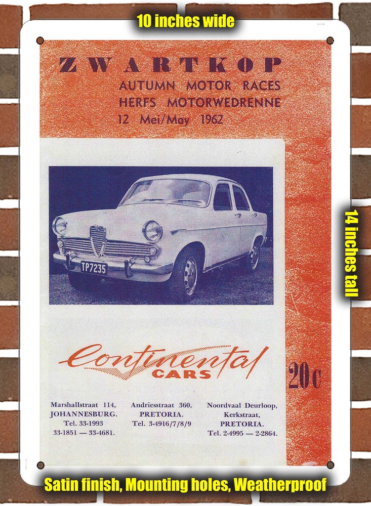 Metal Sign - 1962 Zwartkops Racing Program - 10x14 inches
