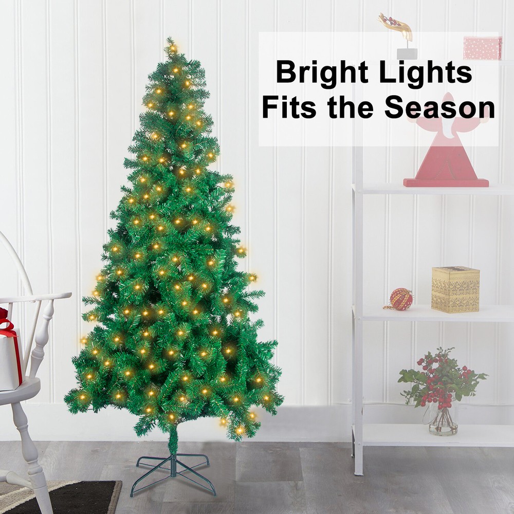 7Ft Pre Lit Artificial Christmas Tree with 450 USB Light Remote 8 Modes 1000 Tip