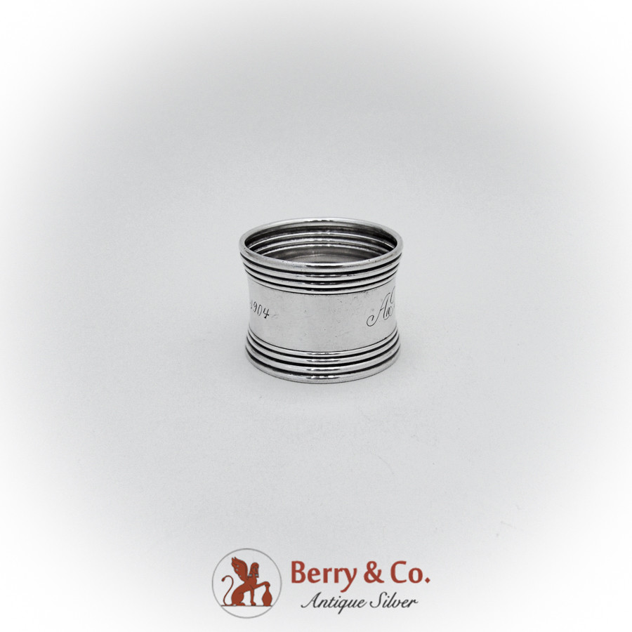 Gorham Napkin Ring Banded Rims Sterling Silver Mono ASH