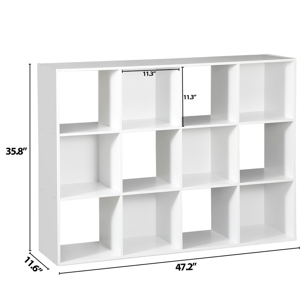 12 Cube Organizer Storage Bookcase Open Shelf for Home office Decor White
