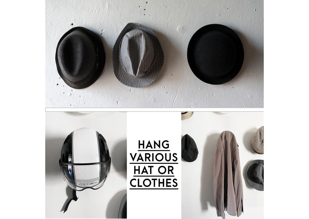 Hat Rack - 4 Pcs - Wall Mounted Display Rack- Multifunctionnal Helmet Rack- B...