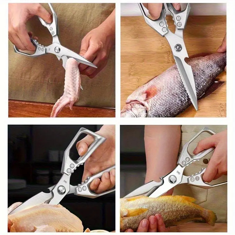 1Pack Kitchen Scissors All Purpose Stainless Steel Kitchen Shear Sharp Silver