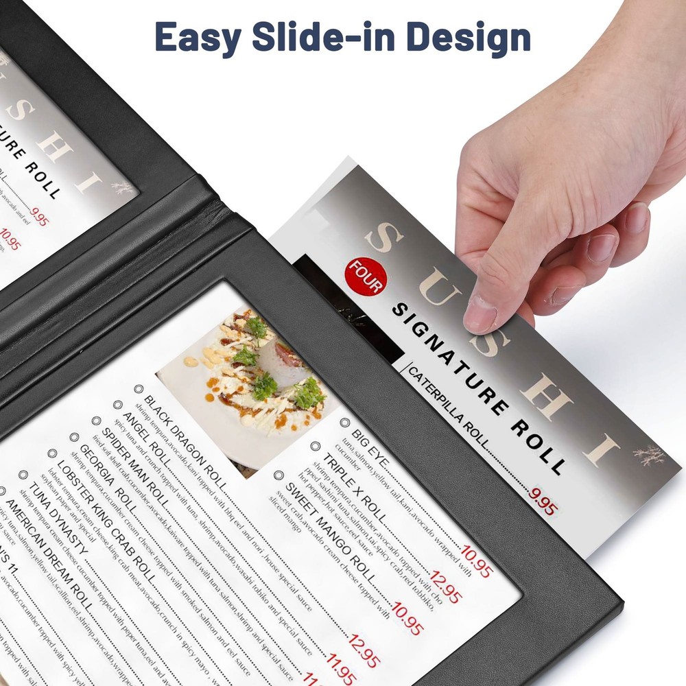 WeChef LED Backlit Menu Cover Folding Holder Double Panel Restaurant Fits 5"x7"