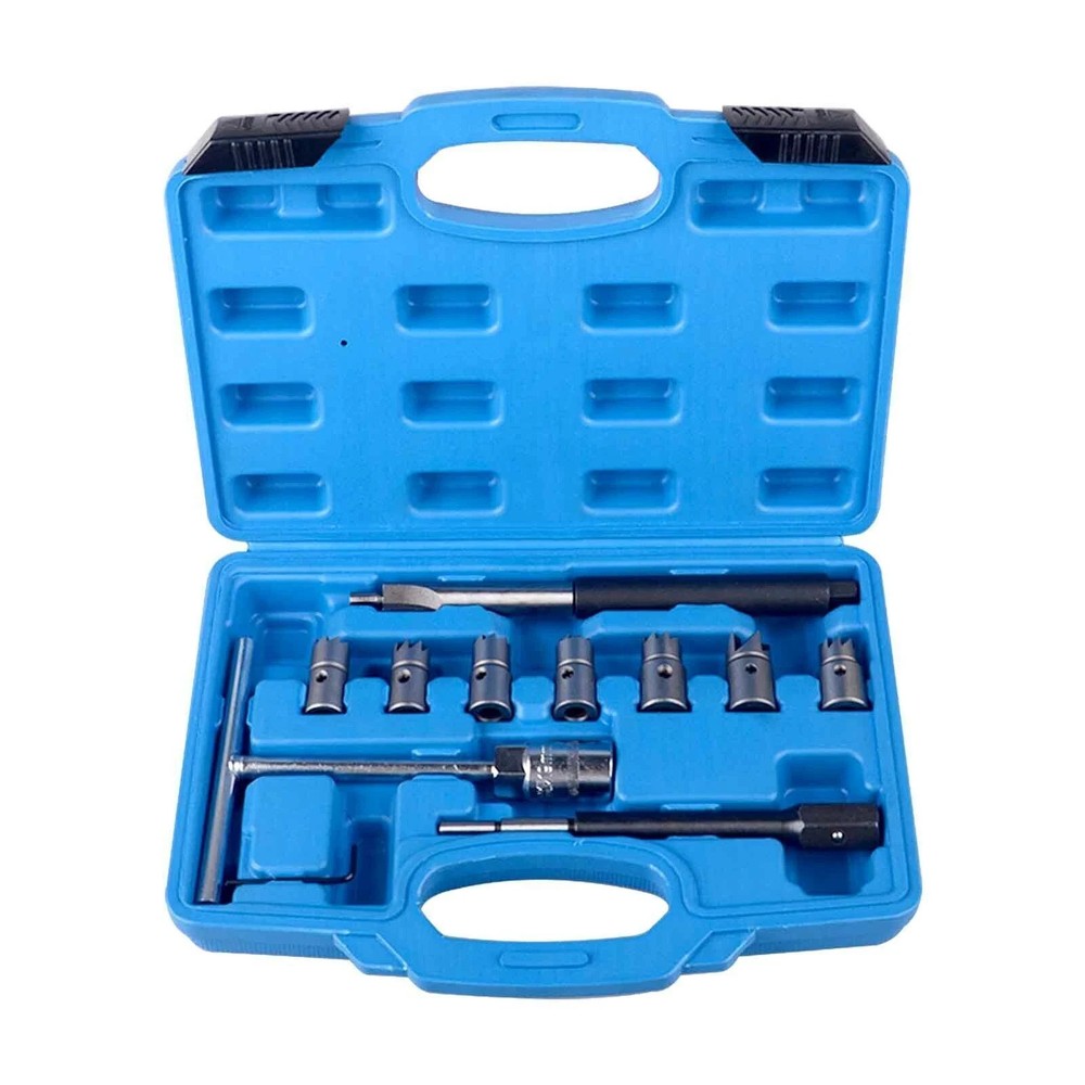 10pc Diesel Injector Seat Cutter Tool Cleaner Set Universal Tool Kit