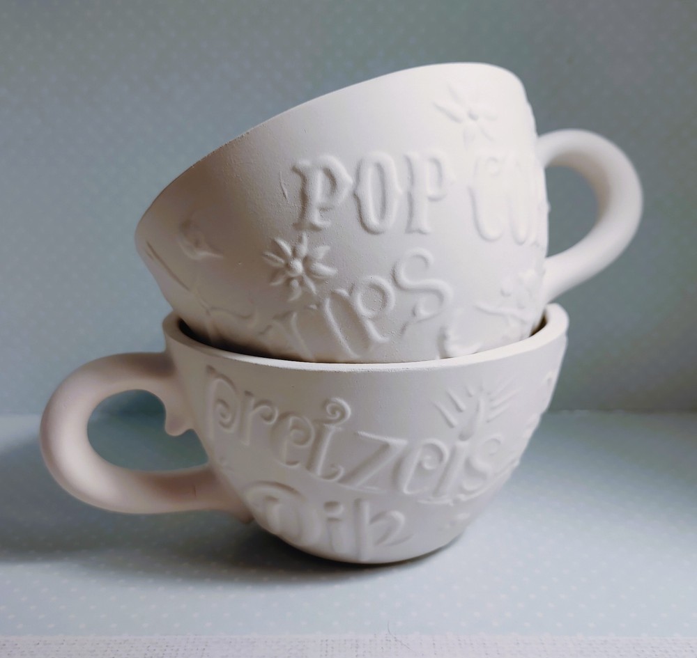 Popcorn and Pretzel Cups ~ Ceramic Bisque Ready to Paint